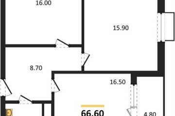 Фото №1: 2-комнатная квартира 67 м², 4/16 эт. - Яблоновский, мкр. ЖК Мегасити,