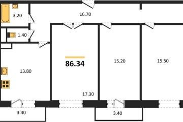 Фото №1: 3-комнатная квартира 86 м², 1/12 эт. - Краснодар, мкр. 9-й километр, ул. Ярославская, 115лит6