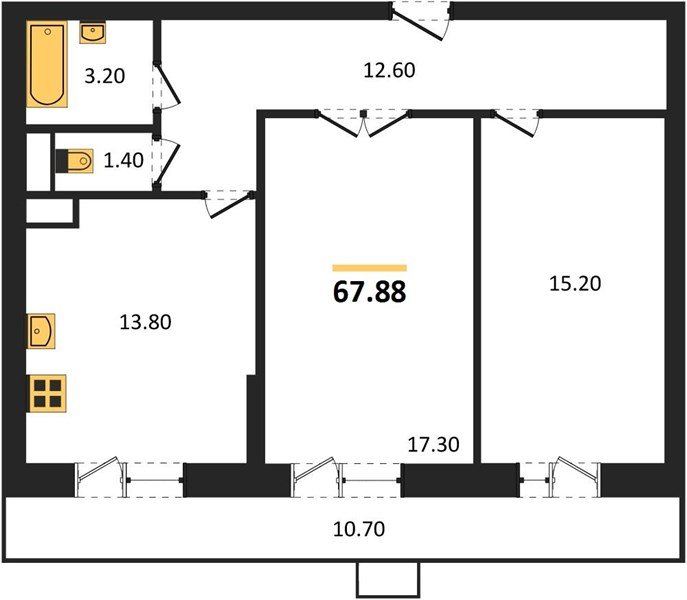 Фото №1: 2-комнатная квартира 67&nbsp;м², 2/12&nbsp;эт. - Краснодар, Прикубанский внутригородской округ, ЖК Небо, мкр. 9-й километр, ул. Ярославская, 115лит6