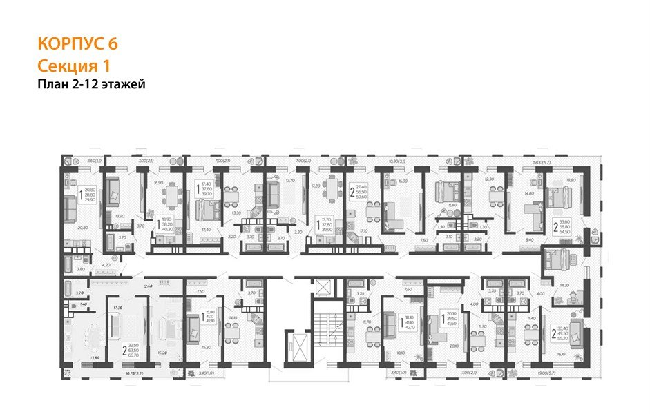 Фото №8: 2-комнатная квартира 67&nbsp;м², 2/12&nbsp;эт. - Краснодар, Прикубанский внутригородской округ, ЖК Небо, мкр. 9-й километр, ул. Ярославская, 115лит6