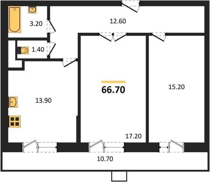 Фото №1: 2-комнатная квартира 68&nbsp;м², 5/12&nbsp;эт. - Краснодар, Прикубанский внутригородской округ, ЖК Небо, мкр. 9-й километр, ул. Ярославская, 115лит5
