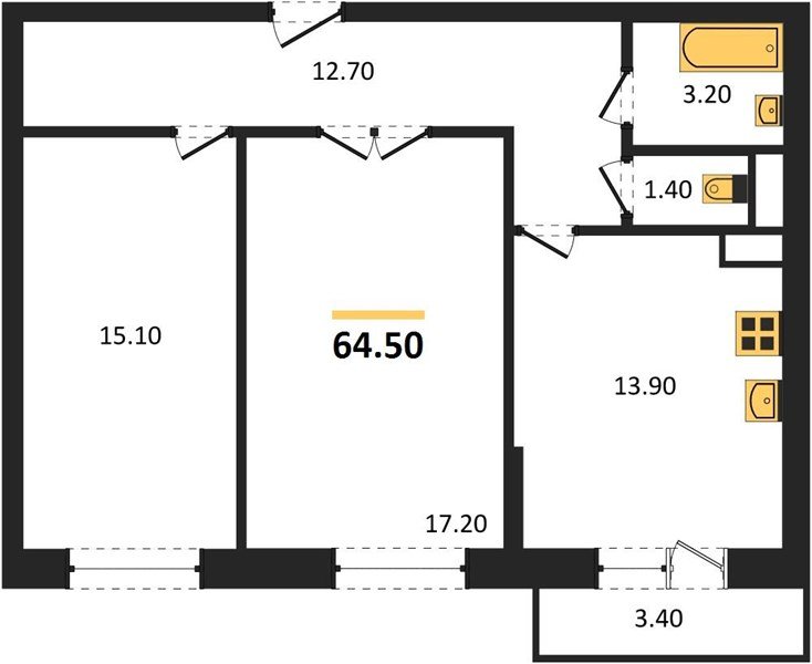 Фото №1: 2-комнатная квартира 65&nbsp;м², 1/12&nbsp;эт. - Краснодар, Прикубанский внутригородской округ, ЖК Небо, мкр. 9-й километр, ул. Ярославская, 115лит5