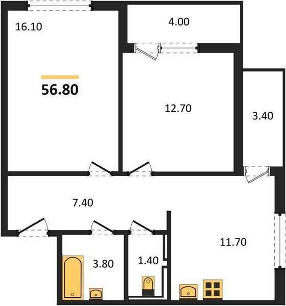 Фото №1: 2-комнатная квартира 56&nbsp;м², 10/18&nbsp;эт. - Краснодар, Прикубанский внутригородской округ, ЖК Бауинвест, мкр. ЖК Парк у Дома, ул. Героя Владислава Посадского, 17