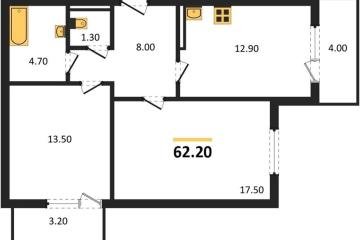 Фото №1: 2-комнатная квартира 62 м², 18/18 эт. - Краснодар, мкр. ЖК Парк у Дома, ул. Героя Владислава Посадского, 17