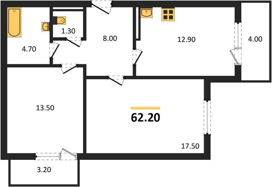Фото №1: 2-комнатная квартира 62&nbsp;м², 18/18&nbsp;эт. - Краснодар, Прикубанский внутригородской округ, ЖК Бауинвест, мкр. ЖК Парк у Дома, ул. Героя Владислава Посадского, 17