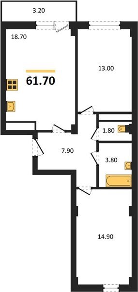 Фото №1: 2-комнатная квартира 64&nbsp;м², 2/7&nbsp;эт. - Краснодар, Прикубанский внутригородской округ, мкр. Фестивальный, ул. Круговая, 4/1