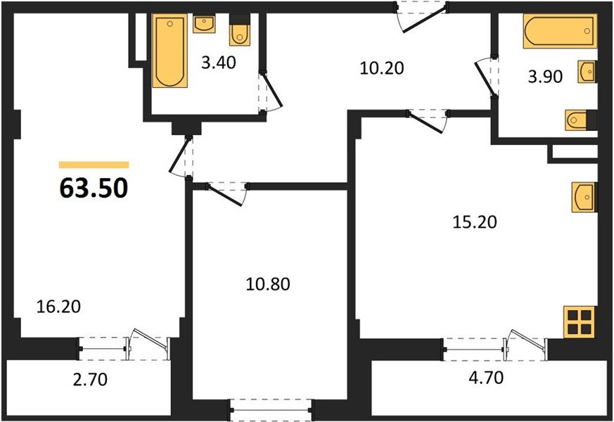 Фото №1: 2-комнатная квартира 64&nbsp;м², 2/7&nbsp;эт. - Краснодар, Прикубанский внутригородской округ, мкр. Фестивальный, ул. Круговая, 4/1
