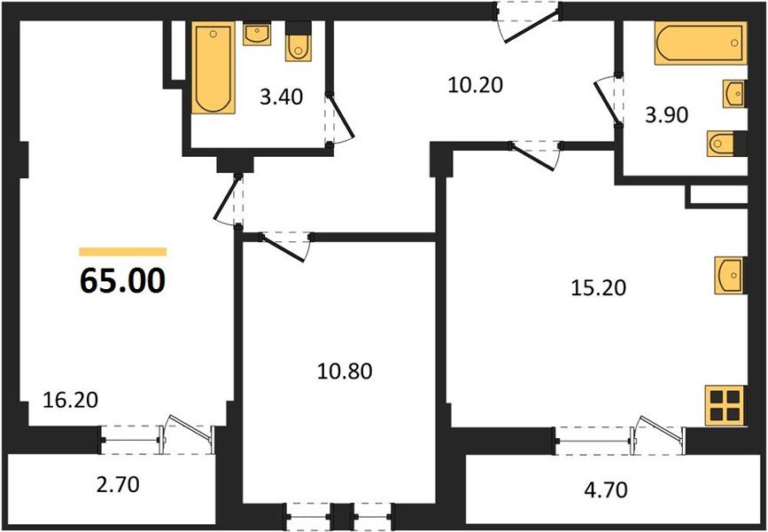 Фото №1: 2-комнатная квартира 65&nbsp;м², 3/7&nbsp;эт. - Краснодар, Прикубанский внутригородской округ, мкр. Фестивальный, ул. Круговая, 4/1