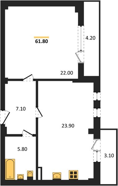 Фото №1: 1-комнатная квартира 63&nbsp;м², 1/7&nbsp;эт. - Краснодар, Прикубанский внутригородской округ, мкр. Фестивальный, ул. Круговая, 4/1