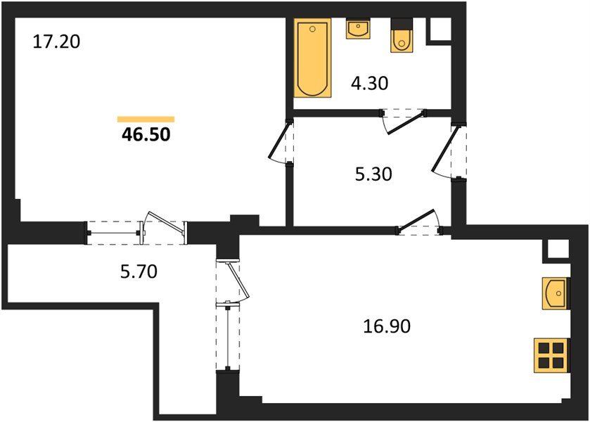 Фото №1: 1-комнатная квартира 47&nbsp;м², 1/7&nbsp;эт. - Краснодар, Прикубанский внутригородской округ, мкр. Фестивальный, ул. Круговая, 4/1