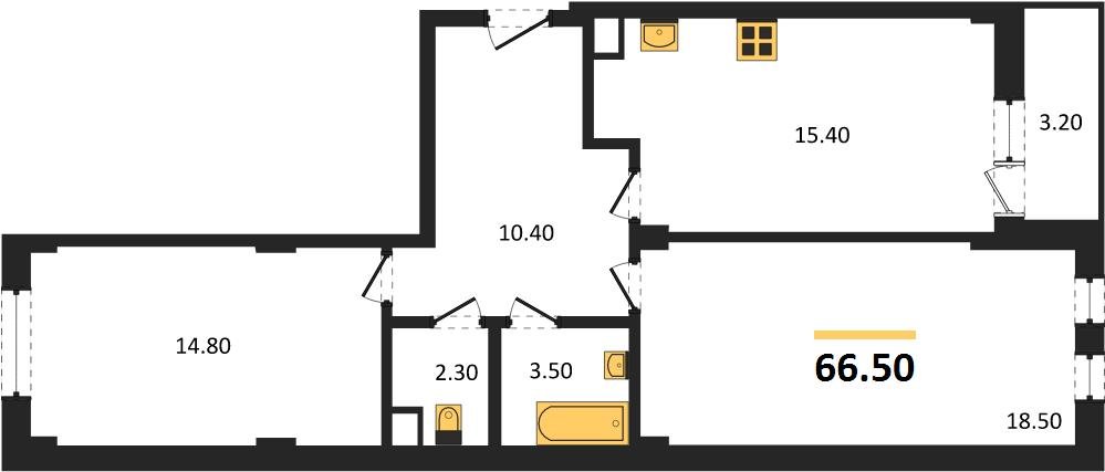 Фото №1: 2-комнатная квартира 68&nbsp;м², 1/7&nbsp;эт. - Краснодар, Прикубанский внутригородской округ, мкр. Фестивальный, ул. Круговая, 4/1