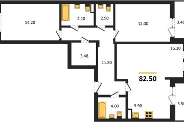 Фото №1: 2-комнатная квартира 82 м², 2/7 эт. - Краснодар, мкр. Фестивальный, ул. Круговая, 4/1