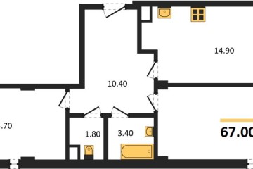 Фото №1: 2-комнатная квартира 67 м², 3/7 эт. - Краснодар, мкр. Фестивальный, ул. Круговая, 4/1