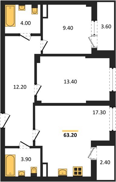 Фото №1: 2-комнатная квартира 64&nbsp;м², 1/7&nbsp;эт. - Краснодар, Прикубанский внутригородской округ, мкр. Фестивальный, ул. Круговая, 4/1