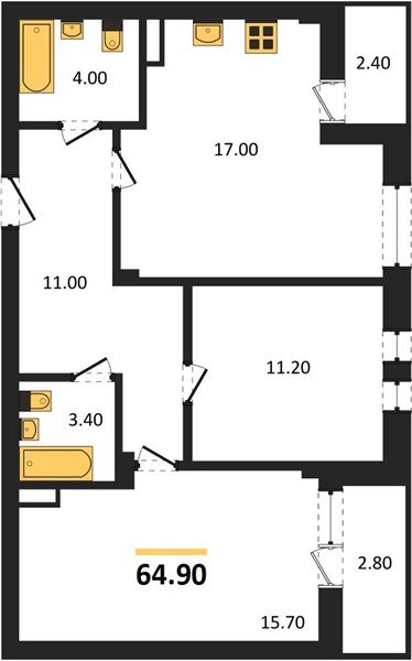 Фото №1: 2-комнатная квартира 66&nbsp;м², 7/7&nbsp;эт. - Краснодар, Прикубанский внутригородской округ, мкр. Фестивальный, ул. Круговая, 4/1