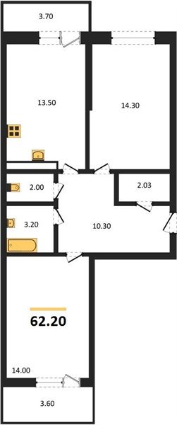 Фото №1: 2-комнатная квартира 62&nbsp;м², 2/9&nbsp;эт. - Краснодар, Прикубанский внутригородской округ, мкр. жилой комплекс Лето, ул. имени Генерала Корнилова, 1к1