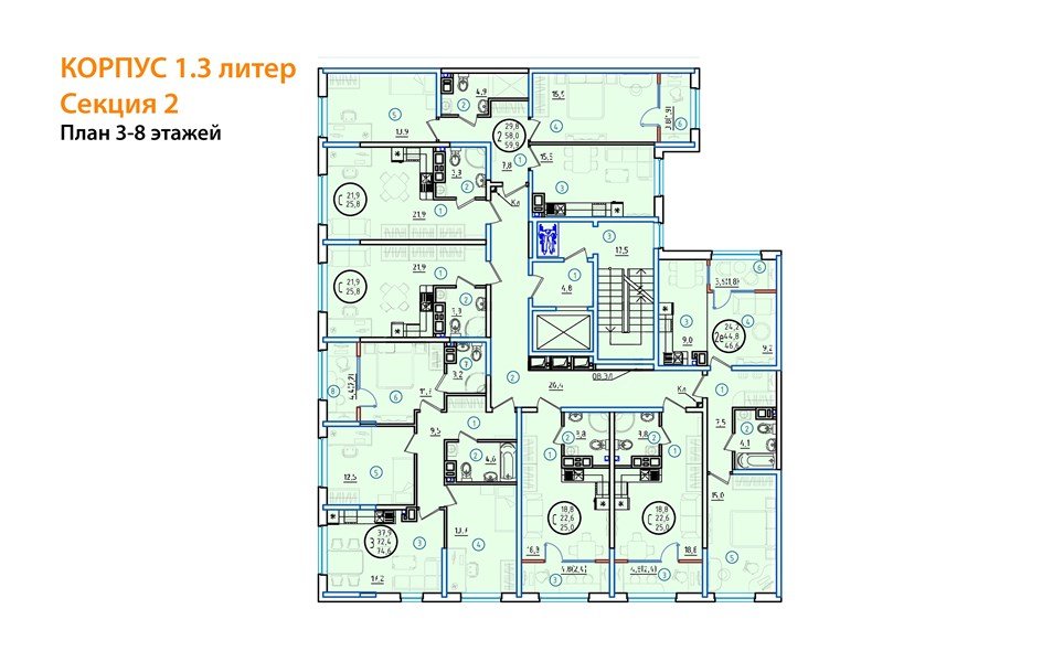 Фото №8: 1-комнатная квартира 48&nbsp;м², 5/18&nbsp;эт. - Краснодар, Карасунский внутригородской округ, мкр. ЖК Первое Место, ул. Виктора Казанцева, 1.3лит1