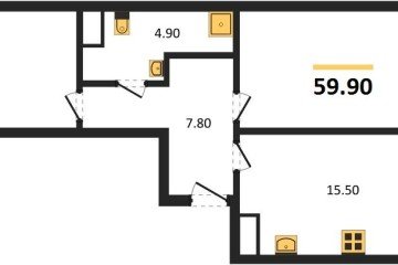 Фото №1: 2-комнатная квартира 61 м², 3/18 эт. - Краснодар, мкр. ЖК Первое Место, ул. Виктора Казанцева, 1.3лит1
