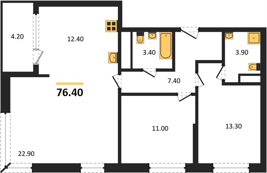 Фото №1: 3-комнатная квартира 78&nbsp;м², 16/18&nbsp;эт. - Краснодар, Карасунский внутригородской округ, мкр. ЖК Первое Место, ул. Виктора Казанцева, 1.3лит1