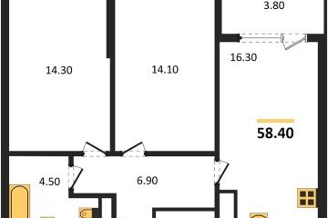 Фото №1: 2-комнатная квартира 60 м², 12/18 эт. - Краснодар, мкр. ЖК Первое Место, ул. Виктора Казанцева, 1.3лит1