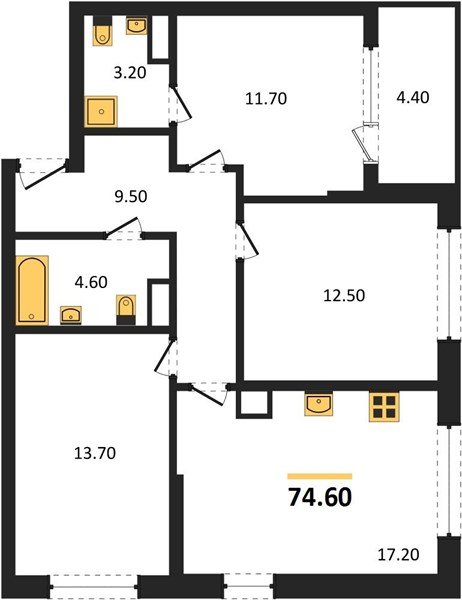 Фото №1: 3-комнатная квартира 76&nbsp;м², 6/18&nbsp;эт. - Краснодар, Карасунский внутригородской округ, мкр. ЖК Первое Место