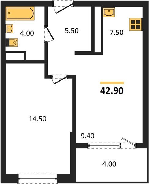 Фото №1: 1-комнатная квартира 44&nbsp;м², 4/18&nbsp;эт. - Краснодар, Карасунский внутригородской округ, мкр. ЖК Первое Место, ул. Виктора Казанцева, 1.3лит2