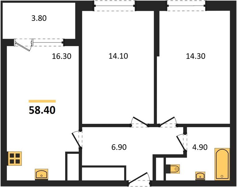 Фото №1: 2-комнатная квартира 60&nbsp;м², 17/18&nbsp;эт. - Краснодар, Карасунский внутригородской округ, мкр. ЖК Первое Место, ул. Виктора Казанцева, 1.3лит2