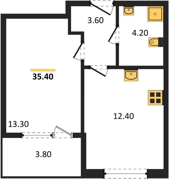 Фото №1: 1-комнатная квартира 37&nbsp;м², 2/18&nbsp;эт. - Краснодар, Карасунский внутригородской округ, мкр. ЖК Первое Место
