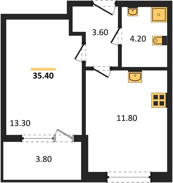 Фото №1: 1-комнатная квартира 37&nbsp;м², 2/18&nbsp;эт. - Краснодар, Карасунский внутригородской округ, мкр. ЖК Первое Место
