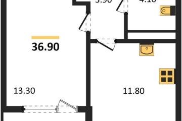 Фото №1: 1-комнатная квартира 36 м², 7/18 эт. - Краснодар, мкр. ЖК Первое Место,