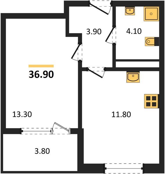 Фото №1: 1-комнатная квартира 36&nbsp;м², 7/18&nbsp;эт. - Краснодар, Карасунский внутригородской округ, мкр. ЖК Первое Место