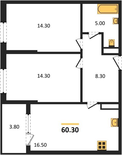 Фото №1: 2-комнатная квартира 62&nbsp;м², 4/18&nbsp;эт. - Краснодар, Карасунский внутригородской округ, мкр. ЖК Первое Место