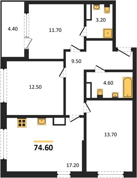 Фото №1: 3-комнатная квартира 76&nbsp;м², 4/18&nbsp;эт. - Краснодар, Карасунский внутригородской округ, мкр. ЖК Первое Место