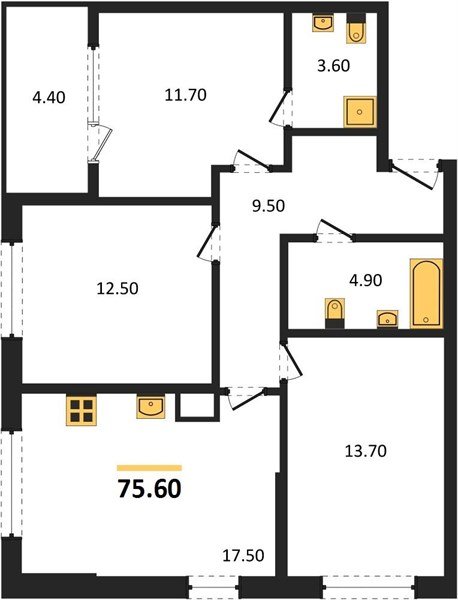 Фото №1: 3-комнатная квартира 77&nbsp;м², 2/18&nbsp;эт. - Краснодар, Карасунский внутригородской округ, мкр. ЖК Первое Место