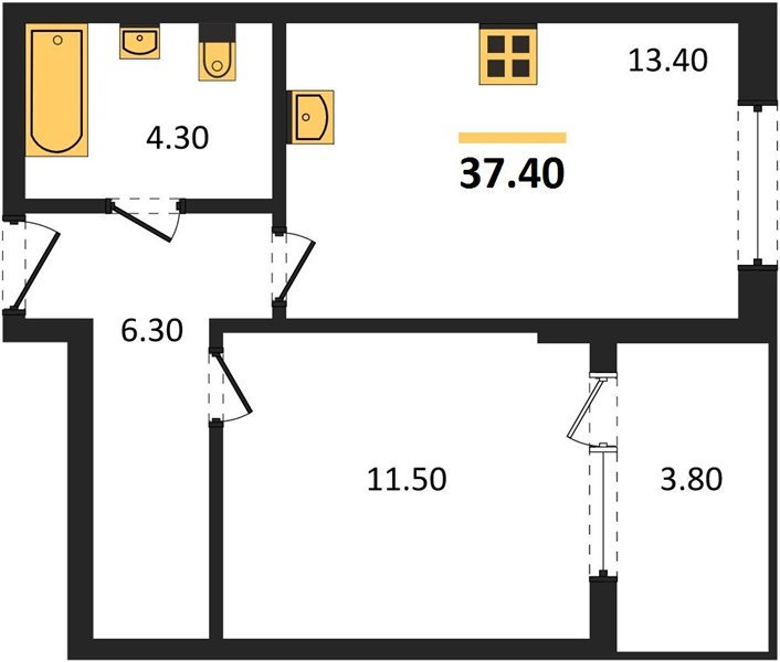 Фото №1: 1-комнатная квартира 39&nbsp;м², 2/18&nbsp;эт. - Краснодар, Карасунский внутригородской округ, мкр. ЖК Первое Место