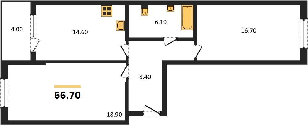 Фото №1: 2-комнатная квартира 68&nbsp;м², 2/18&nbsp;эт. - Краснодар, Карасунский внутригородской округ, мкр. ЖК Первое Место