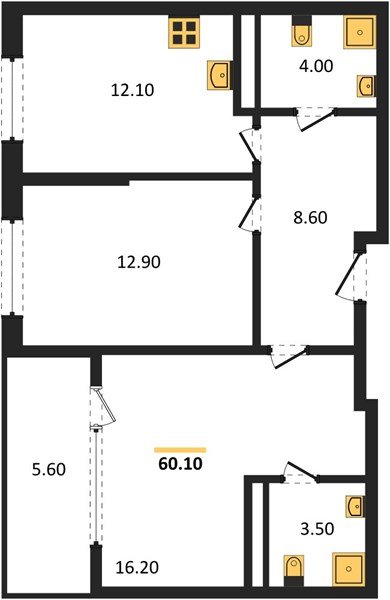 Фото №1: 2-комнатная квартира 62&nbsp;м², 18/18&nbsp;эт. - Краснодар, Карасунский внутригородской округ, мкр. ЖК Первое Место