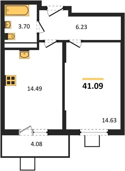 Фото №1: 1-комнатная квартира 41&nbsp;м², 6/8&nbsp;эт. - Северская, мкр. ЖК Цветной Бульвар