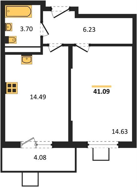 Фото №1: 1-комнатная квартира 41&nbsp;м², 7/8&nbsp;эт. - Северская, мкр. ЖК Цветной Бульвар
