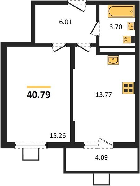 Фото №1: 1-комнатная квартира 40&nbsp;м², 2/8&nbsp;эт. - Северская, мкр. ЖК Цветной Бульвар