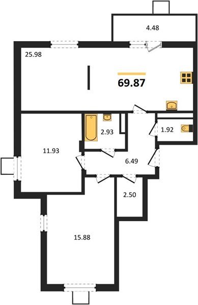 Фото №1: 2-комнатная квартира 69&nbsp;м², 7/8&nbsp;эт. - Северская, мкр. ЖК Цветной Бульвар