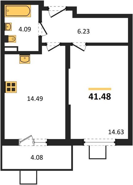 Фото №1: 1-комнатная квартира 41&nbsp;м², 1/8&nbsp;эт. - Северская, мкр. ЖК Цветной Бульвар