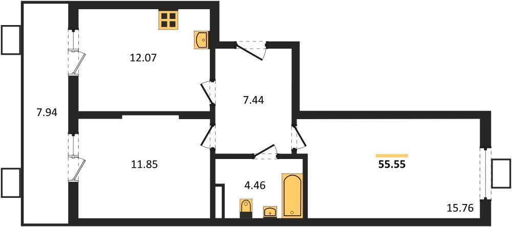 Фото №1: 2-комнатная квартира 55&nbsp;м², 5/8&nbsp;эт. - Северская, мкр. ЖК Цветной Бульвар