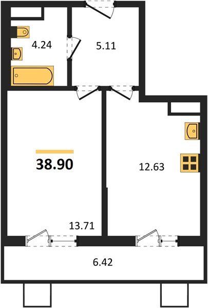 Фото №1: 1-комнатная квартира 38&nbsp;м², 7/8&nbsp;эт. - Северская, мкр. ЖК Цветной Бульвар
