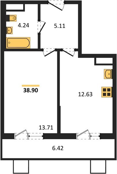 Фото №1: 1-комнатная квартира 38&nbsp;м², 8/8&nbsp;эт. - Северская, мкр. ЖК Цветной Бульвар