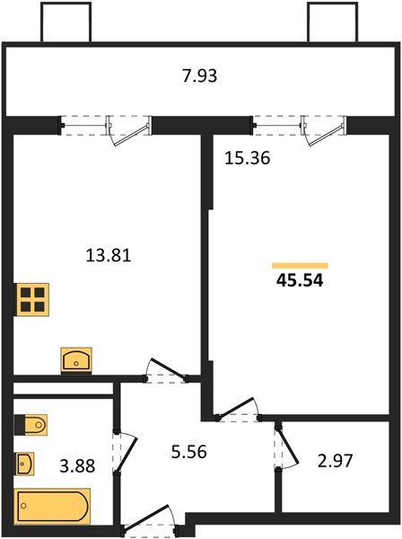 Фото №1: 1-комнатная квартира 45&nbsp;м², 8/8&nbsp;эт. - Северская, мкр. ЖК Цветной Бульвар