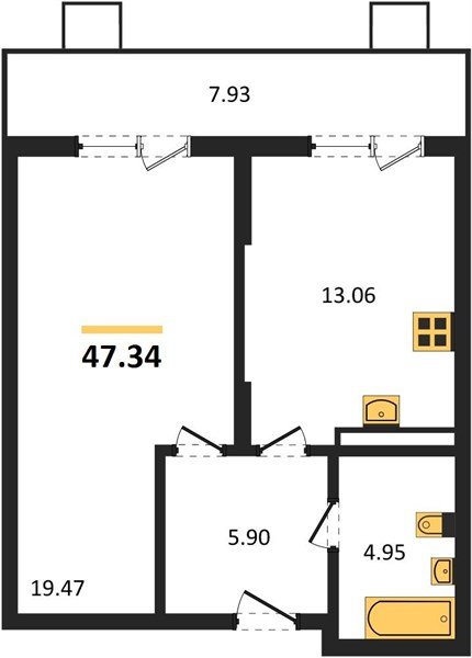 Фото №1: 1-комнатная квартира 47&nbsp;м², 5/8&nbsp;эт. - Северская, мкр. ЖК Цветной Бульвар