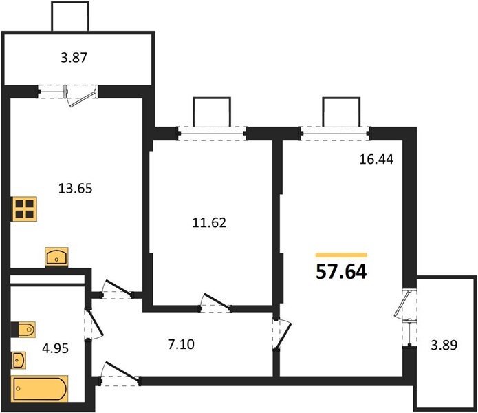 Фото №1: 2-комнатная квартира 57&nbsp;м², 4/8&nbsp;эт. - Северская, мкр. ЖК Цветной Бульвар