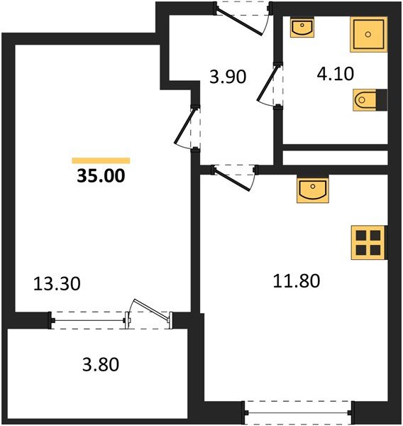 Фото №1: 1-комнатная квартира 36&nbsp;м², 8/18&nbsp;эт. - Краснодар, Карасунский внутригородской округ, мкр. ЖК Первое Место