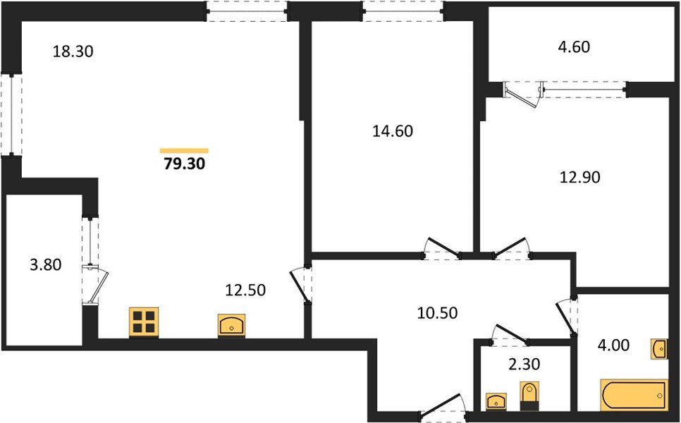 Фото №1: 2-комнатная квартира 83&nbsp;м², 2/18&nbsp;эт. - Краснодар, Карасунский внутригородской округ, мкр. ЖК Первое Место